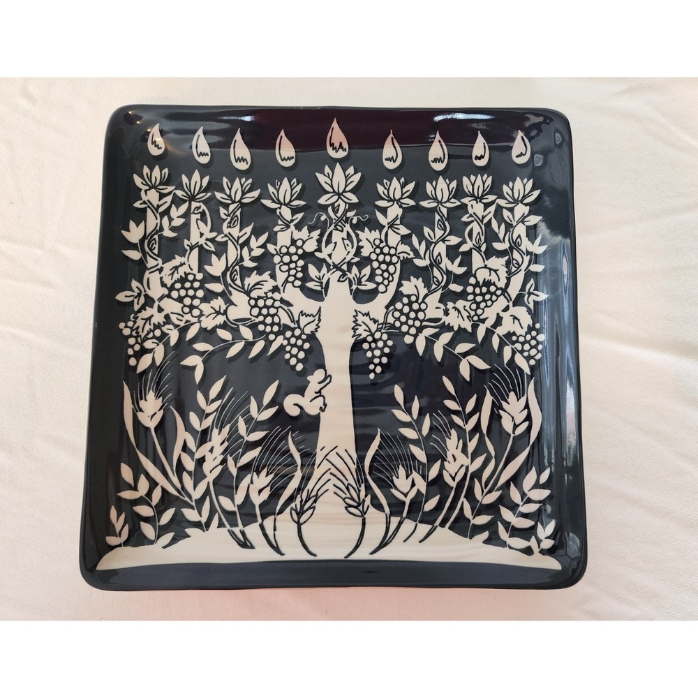 Pottery Barn Tree of Life Chop Plate Platter Menorah Hanukkah 12" Square